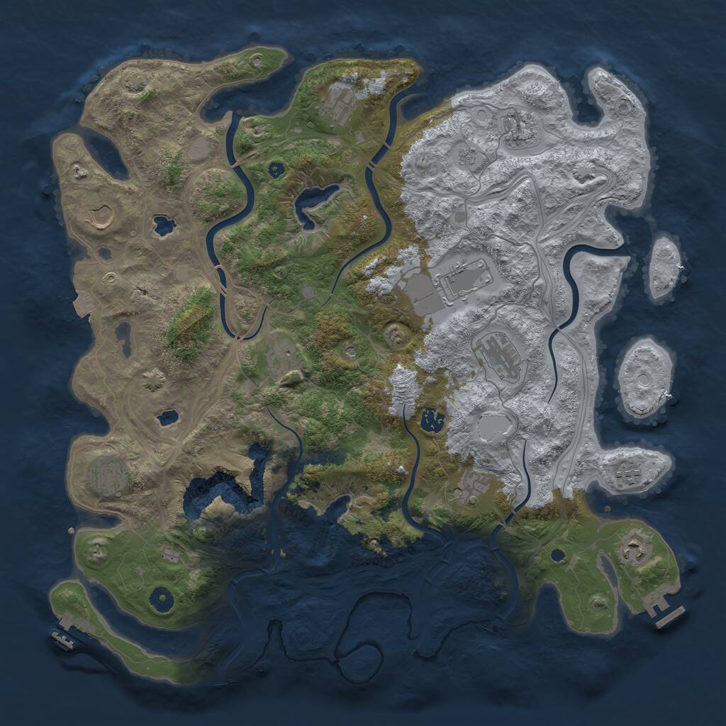 Rust Map: Procedural Map, Size: 4500, Seed: 467147874, 17 Monuments