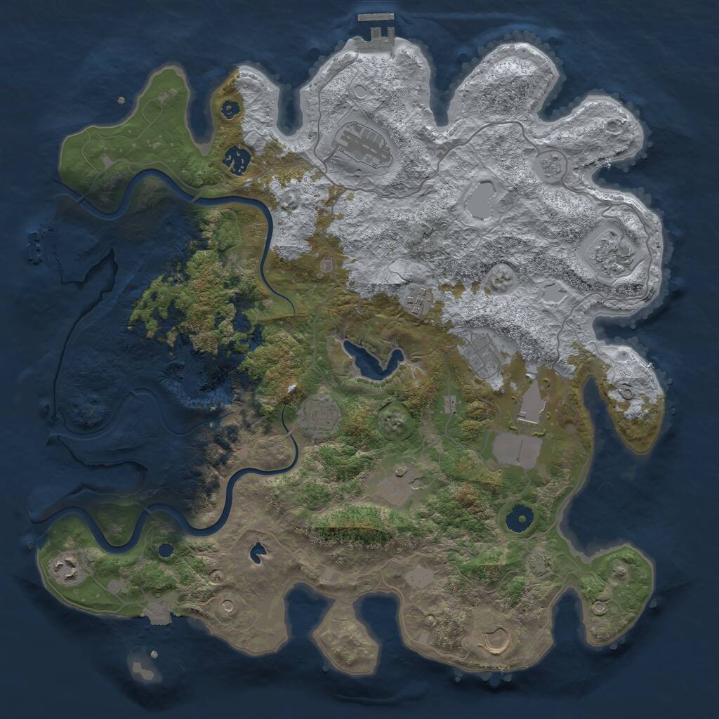 Rust Map: Procedural Map, Size: 4000, Seed: 187033287, 16 Monuments