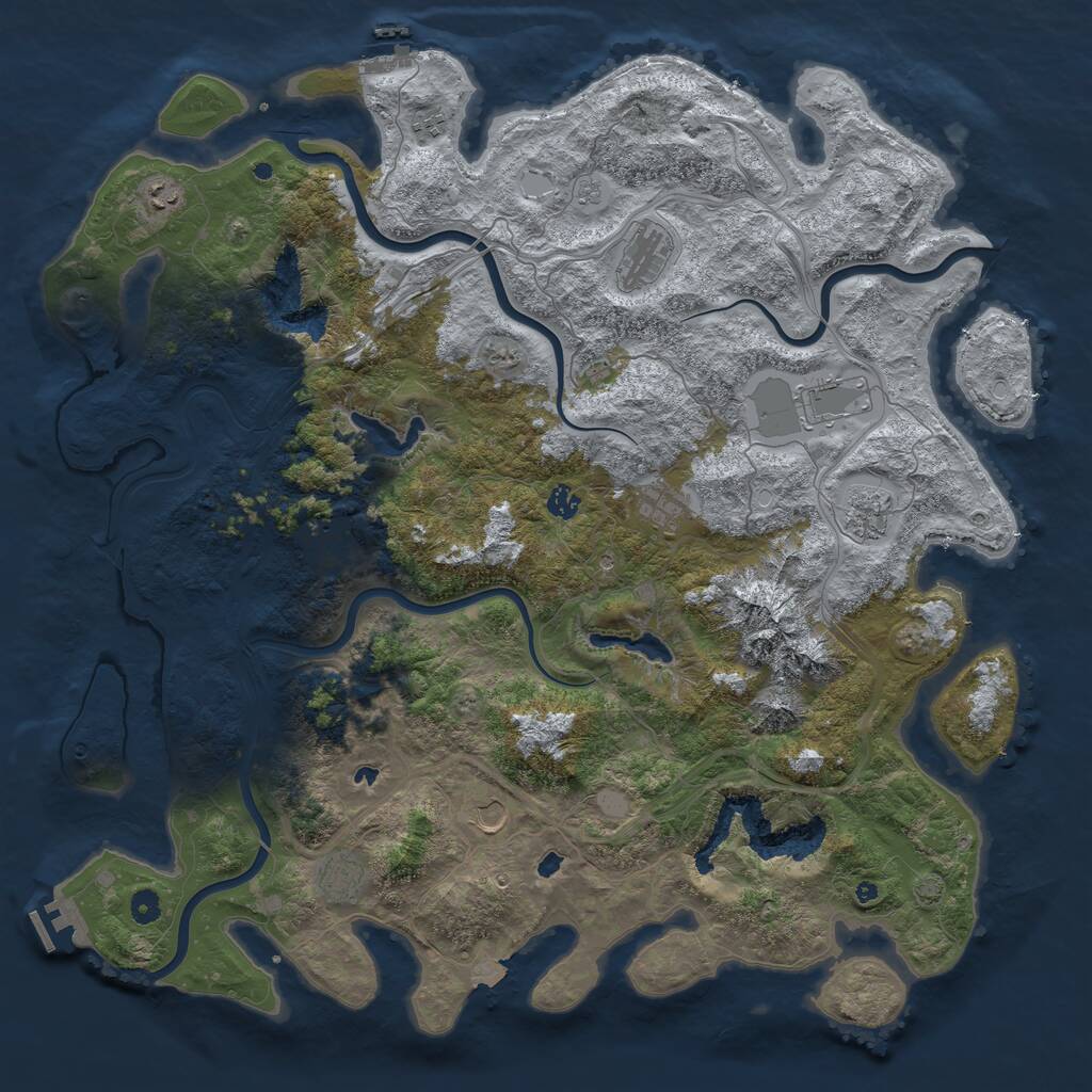 Rust Map: Procedural Map, Size: 5000, Seed: 467859, 16 Monuments
