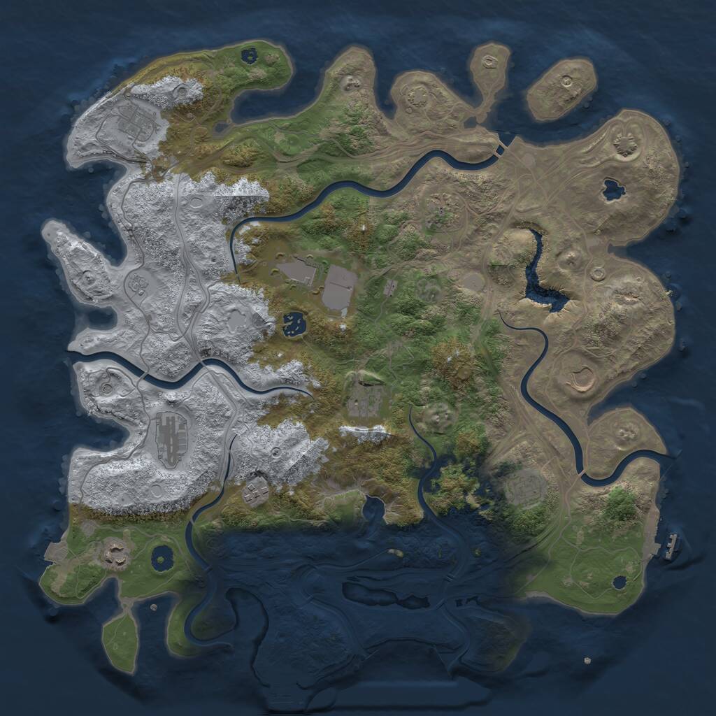 Rust Map: Procedural Map, Size: 4350, Seed: 895440286, 16 Monuments