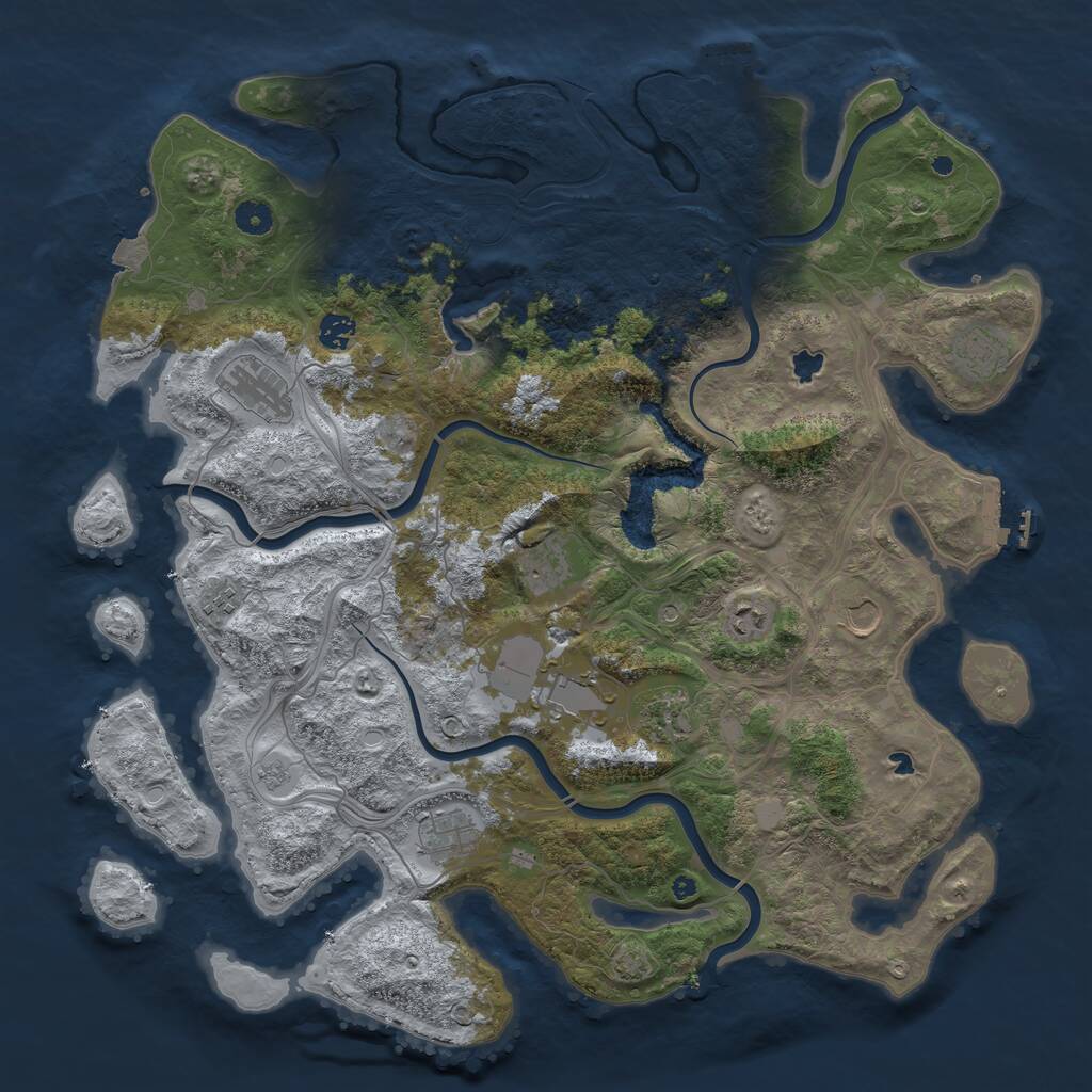 Rust Map: Procedural Map, Size: 4500, Seed: 2138376972, 16 Monuments