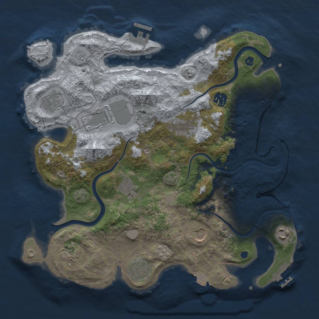 Rust Map: Procedural Map, Size: 3500, Seed: 331668421, 16 Monuments