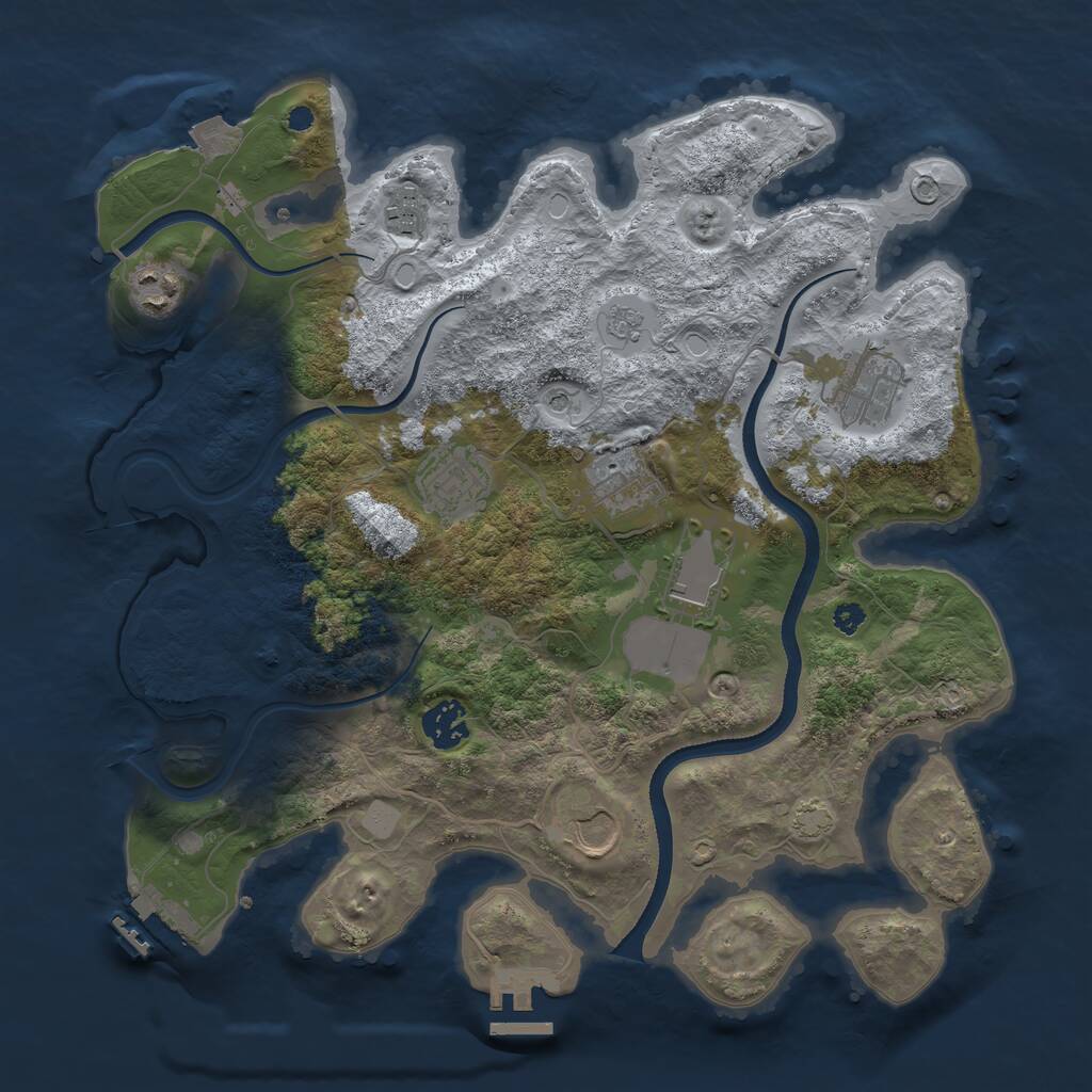Rust Map: Procedural Map, Size: 3500, Seed: 913265009, 14 Monuments