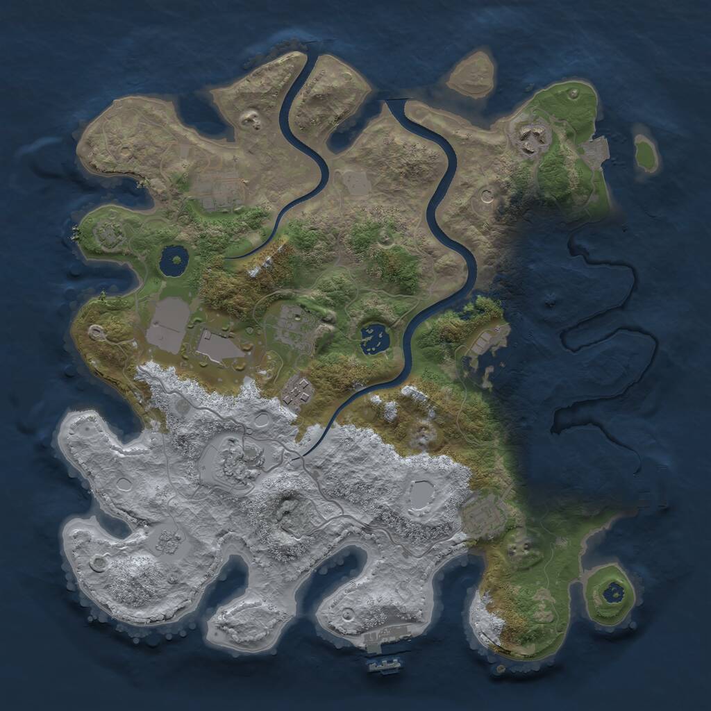 Rust Map: Procedural Map, Size: 3500, Seed: 348387342, 15 Monuments