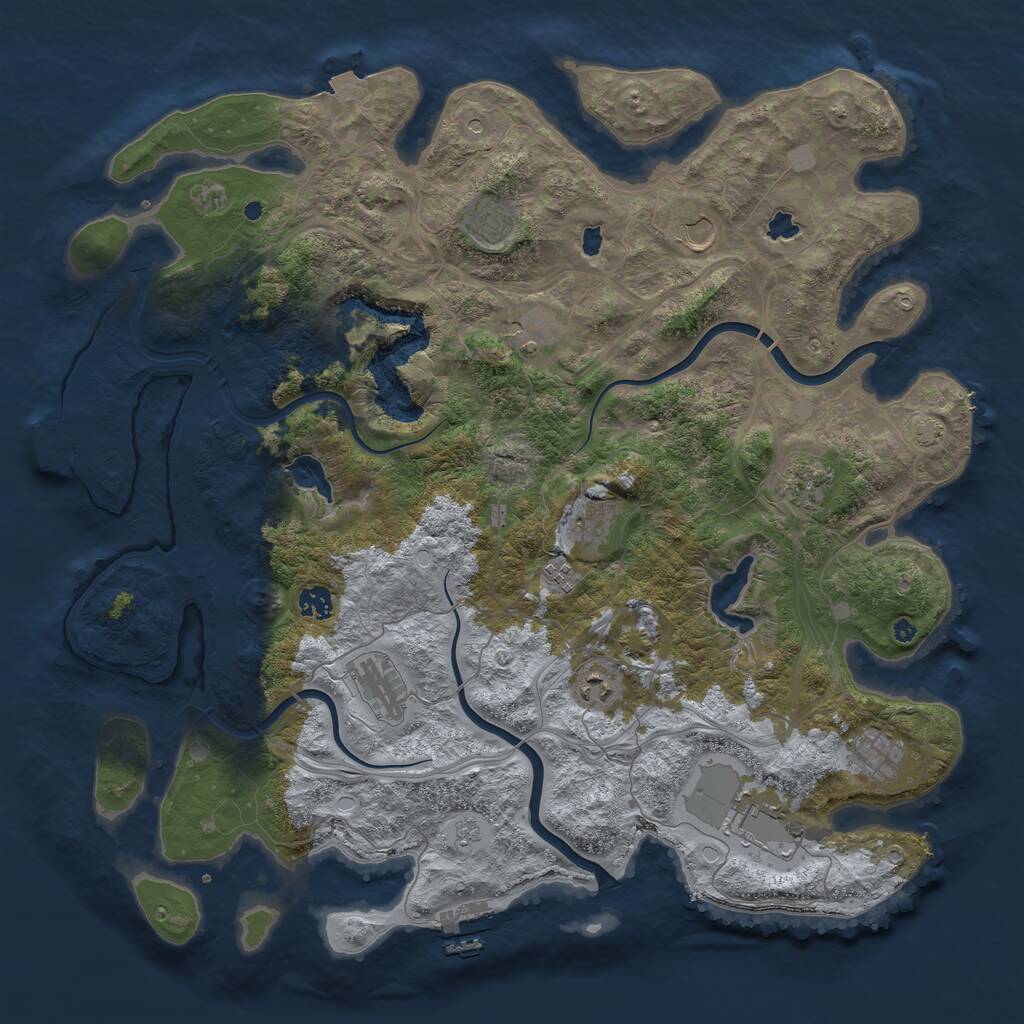 Rust Map: Procedural Map, Size: 4500, Seed: 1081133633, 17 Monuments