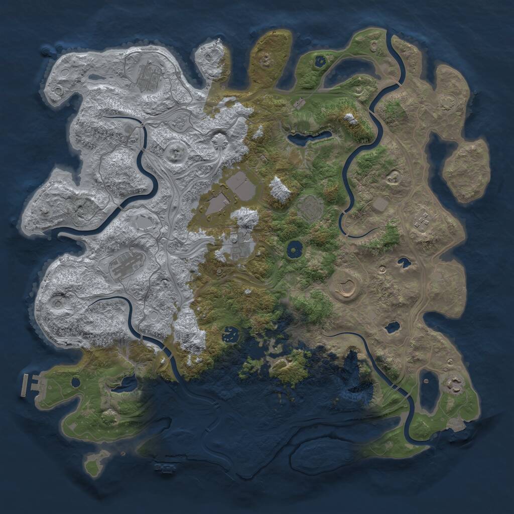 Rust Map: Procedural Map, Size: 4500, Seed: 1476910113, 16 Monuments