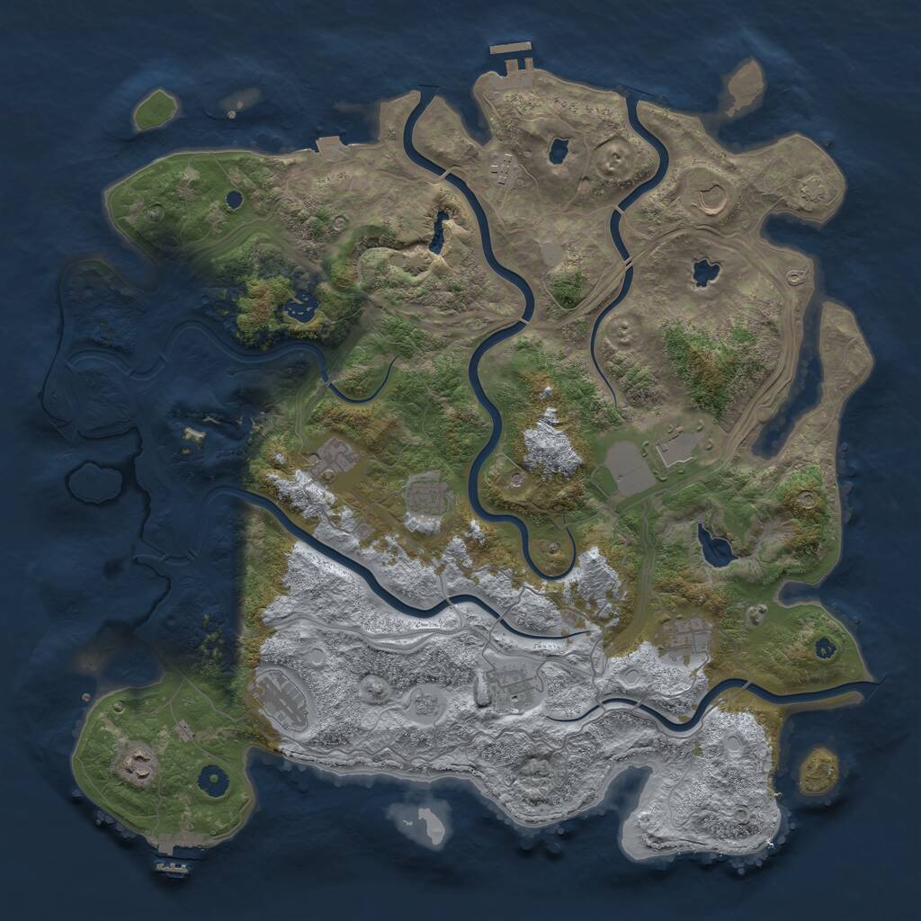 Rust Map: Procedural Map, Size: 4500, Seed: 7013798, 16 Monuments