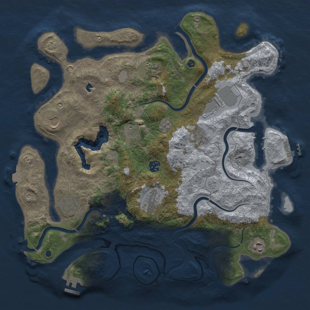 Rust Map: Procedural Map, Size: 4100, Seed: 4444444, 16 Monuments