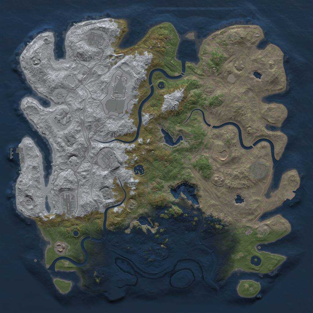 Rust Map: Procedural Map, Size: 4500, Seed: 2033748898, 16 Monuments