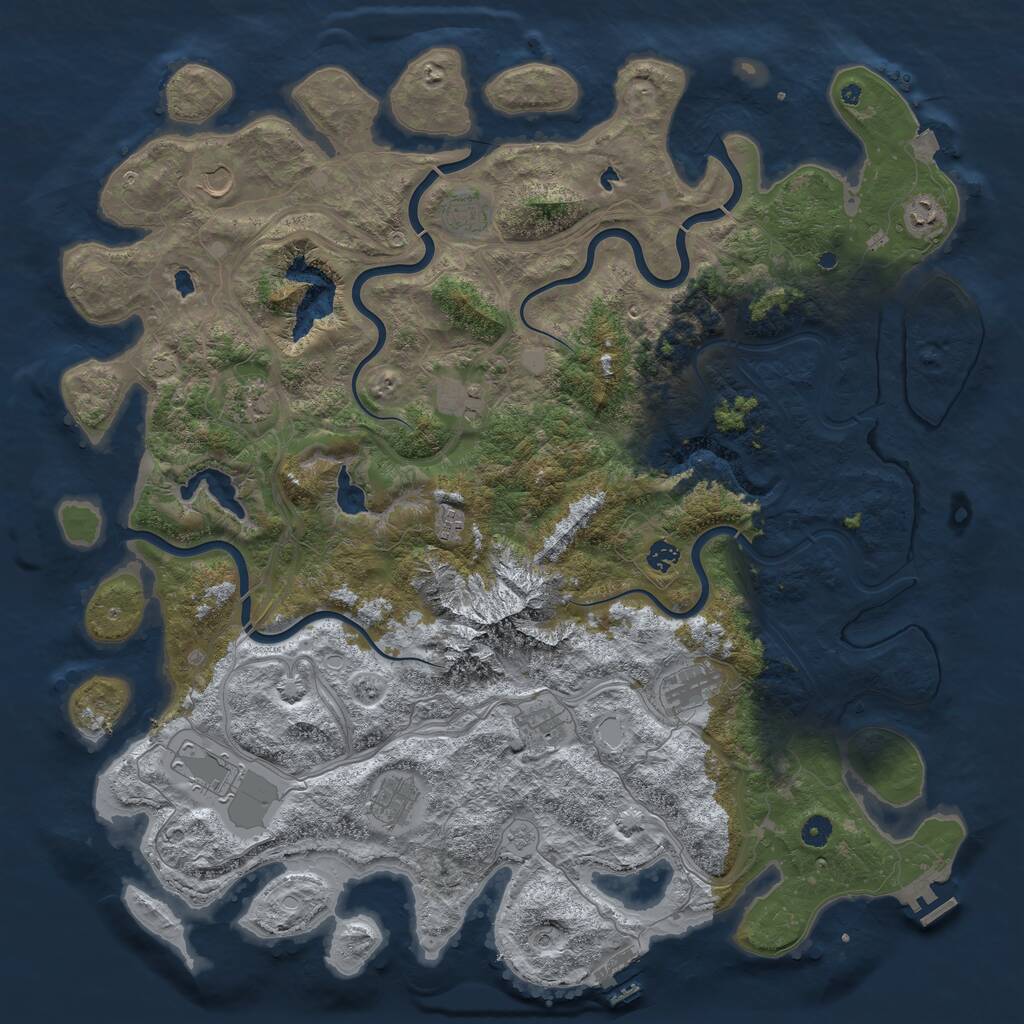 Rust Map: Procedural Map, Size: 5000, Seed: 439823859, 17 Monuments