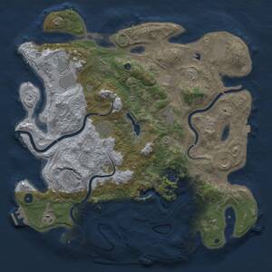 Thumbnail Rust Map: Procedural Map, Size: 4300, Seed: 876816796, 16 Monuments