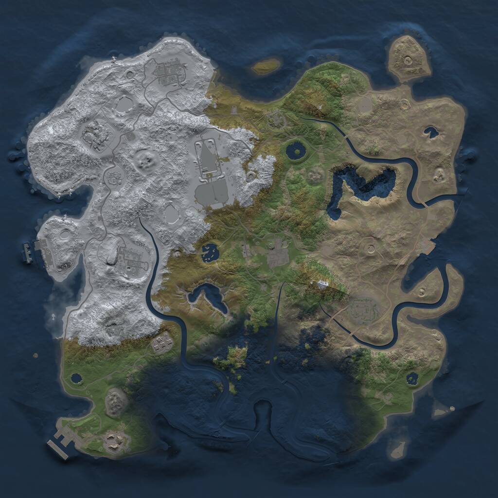 Rust Map: Procedural Map, Size: 4000, Seed: 205087573, 15 Monuments