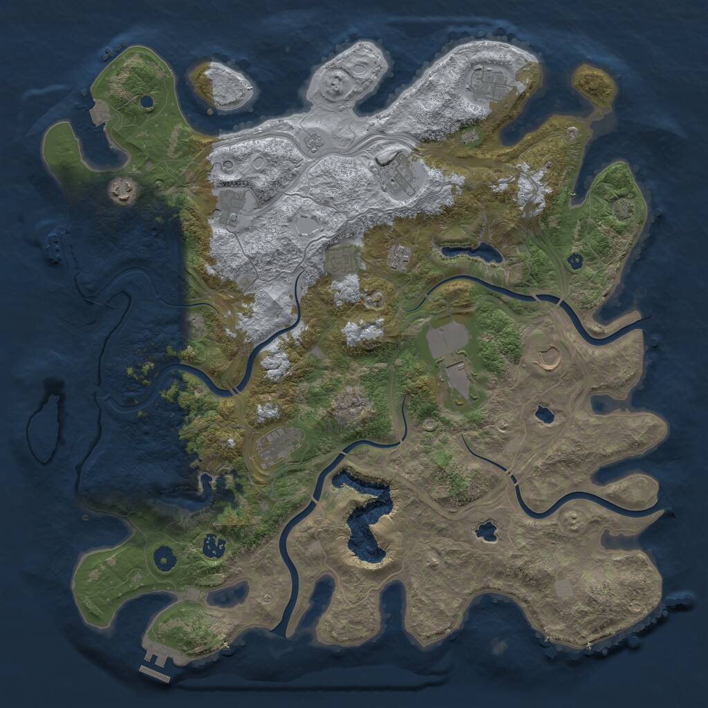 Rust Map: Procedural Map, Size: 4500, Seed: 190175077, 16 Monuments