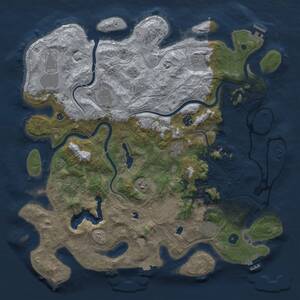 Thumbnail Rust Map: Procedural Map, Size: 4500, Seed: 727182758, 16 Monuments