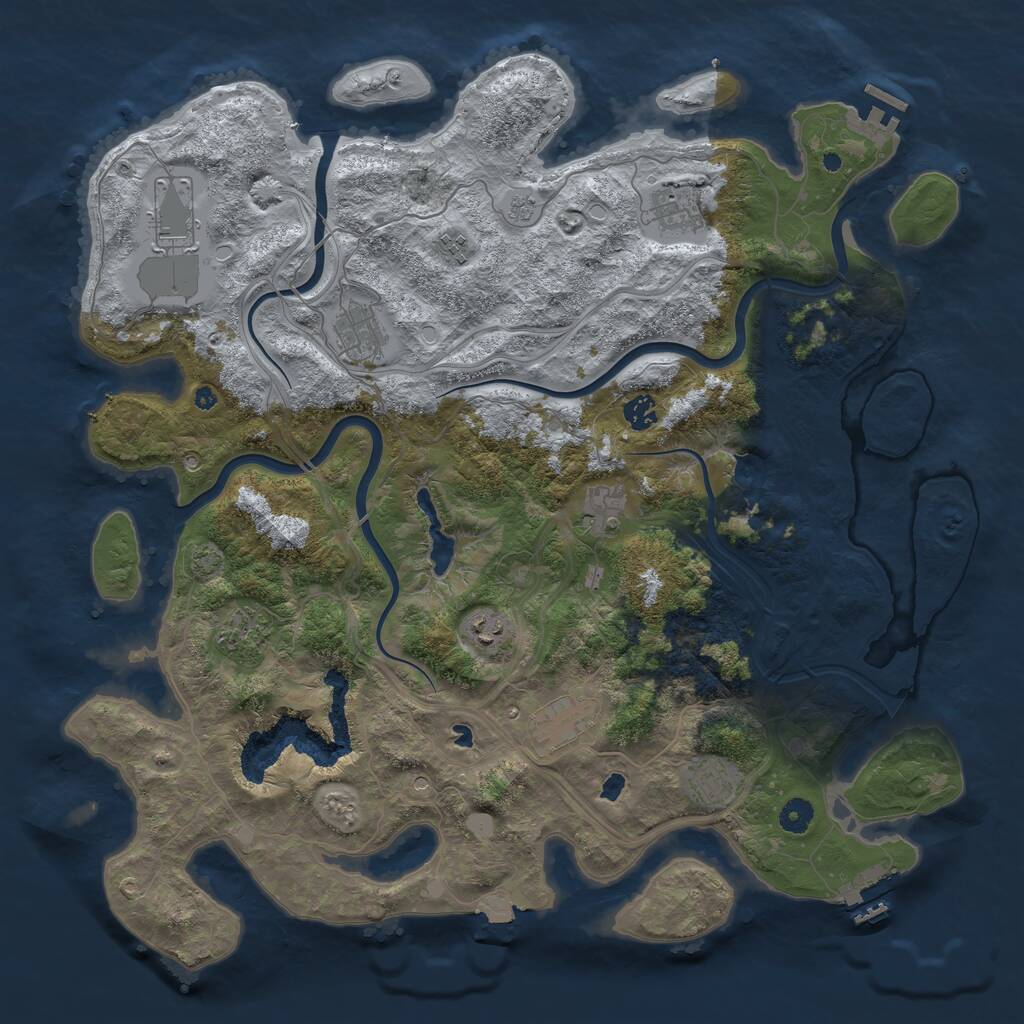 Rust Map: Procedural Map, Size: 4500, Seed: 727182758, 16 Monuments