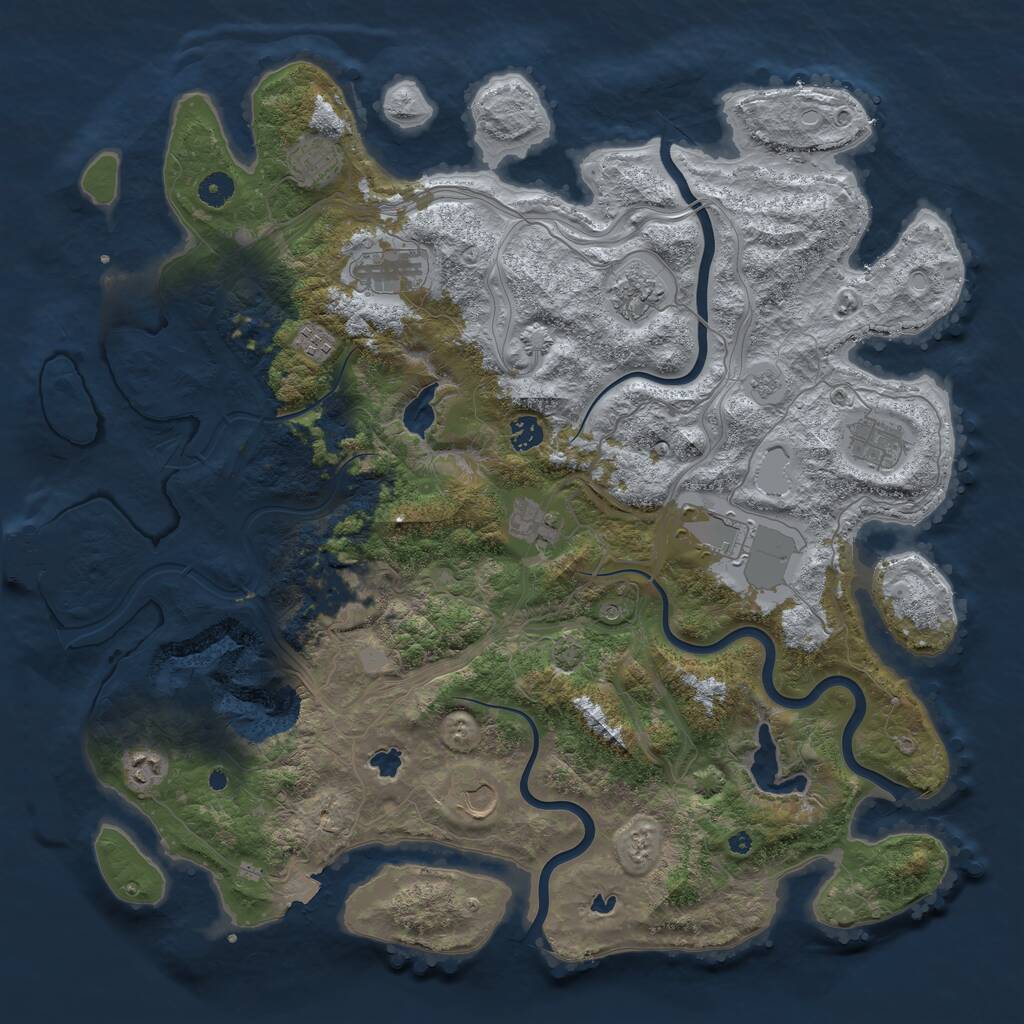 Rust Map: Procedural Map, Size: 4500, Seed: 263317103, 16 Monuments