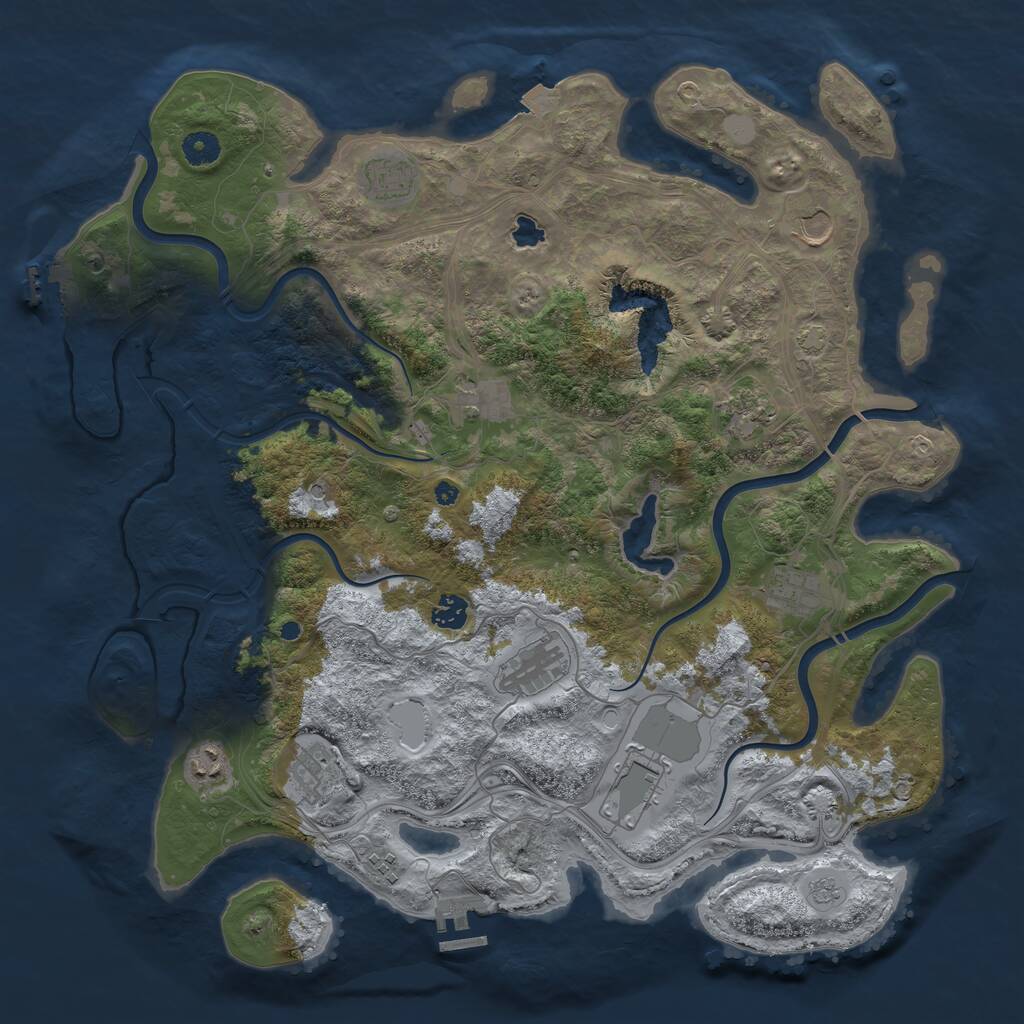 Rust Map: Procedural Map, Size: 4300, Seed: 778356826, 17 Monuments