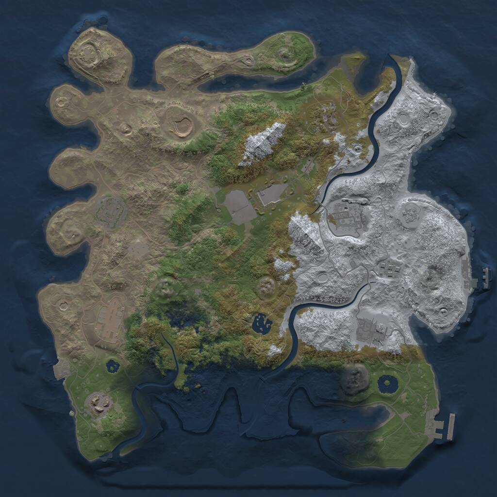 Rust Map: Procedural Map, Size: 3750, Seed: 656116963, 16 Monuments