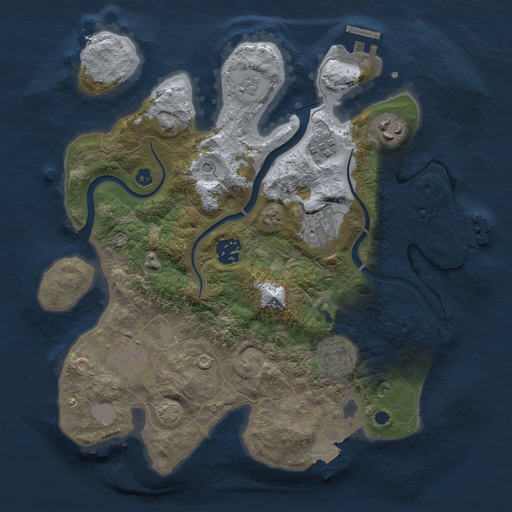 Rust Map: Procedural Map, Size: 3000, Seed: 1355899986, 12 Monuments