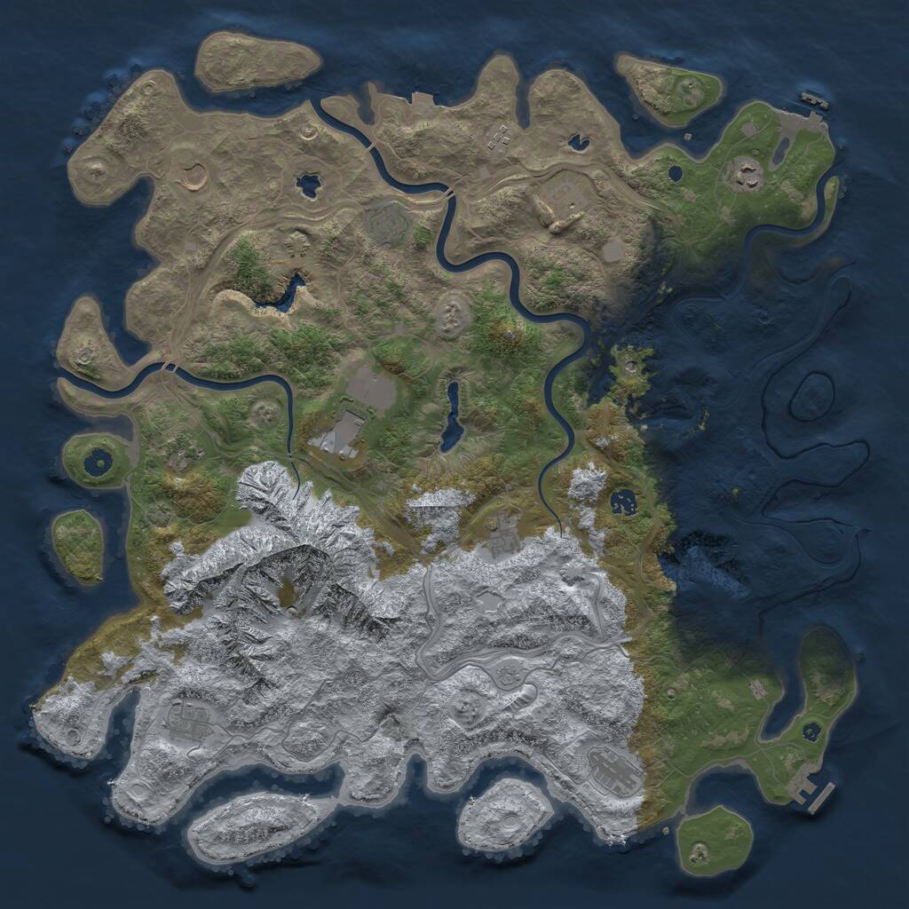 Rust Map: Procedural Map, Size: 5000, Seed: 1073108253, 17 Monuments