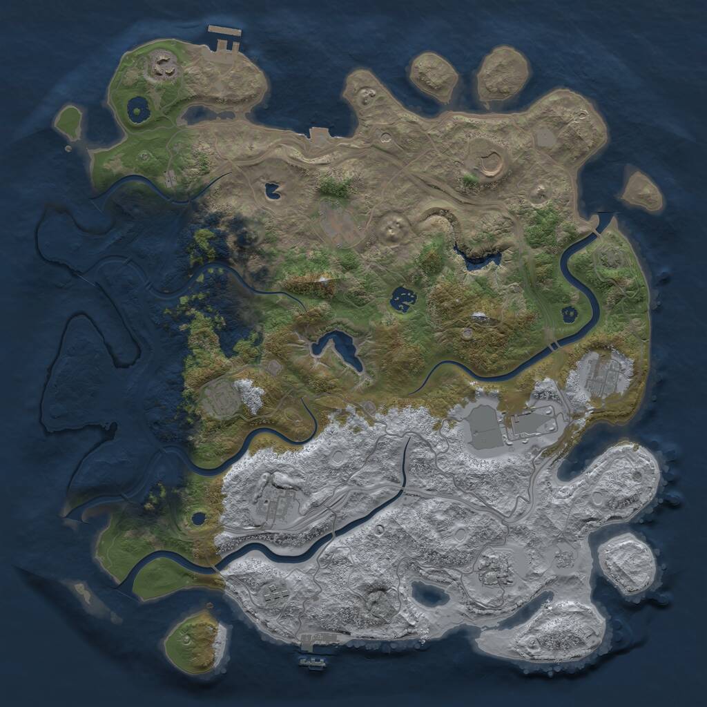 Rust Map: Procedural Map, Size: 4300, Seed: 724657025, 16 Monuments