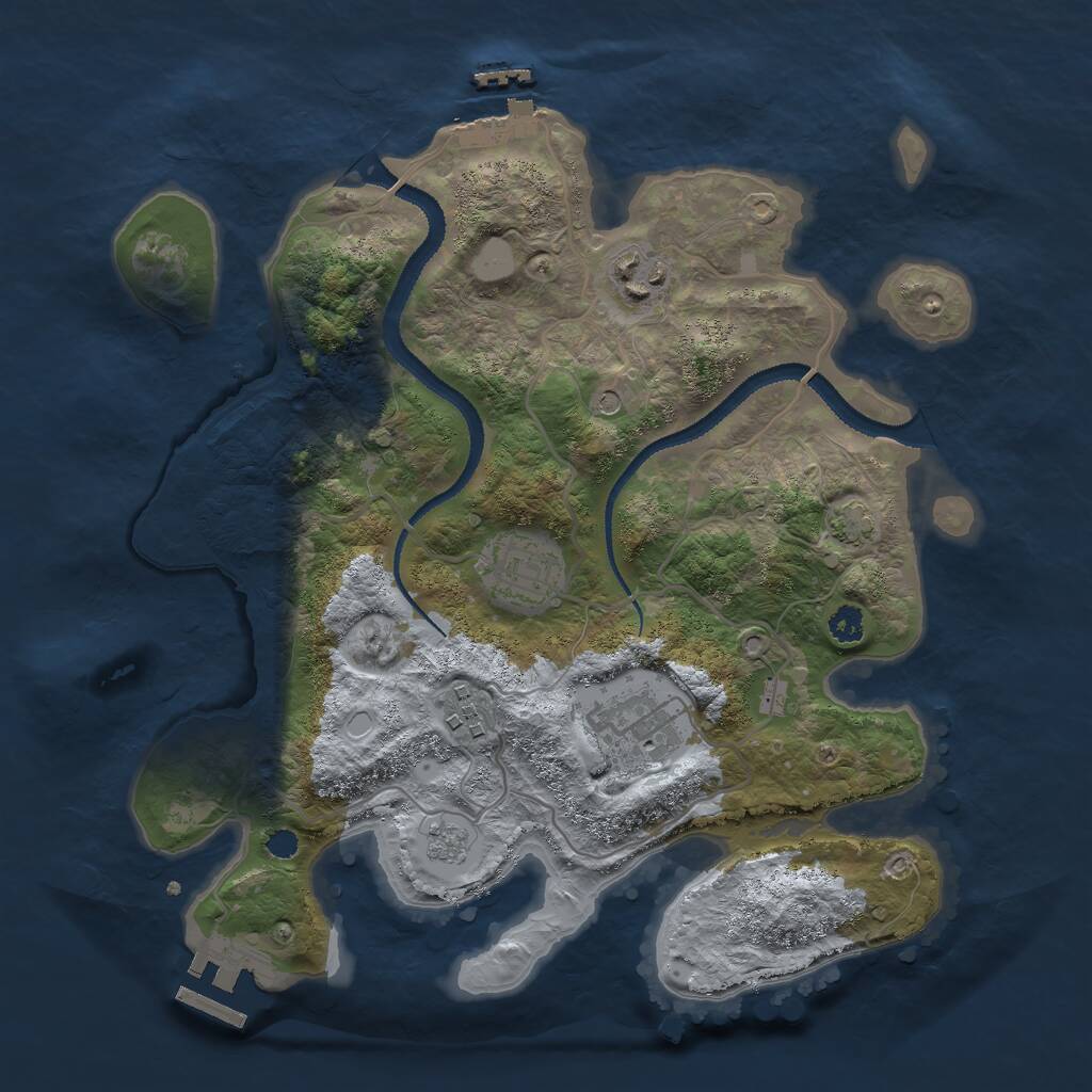 Rust Map: Procedural Map, Size: 3000, Seed: 1883198069, 10 Monuments