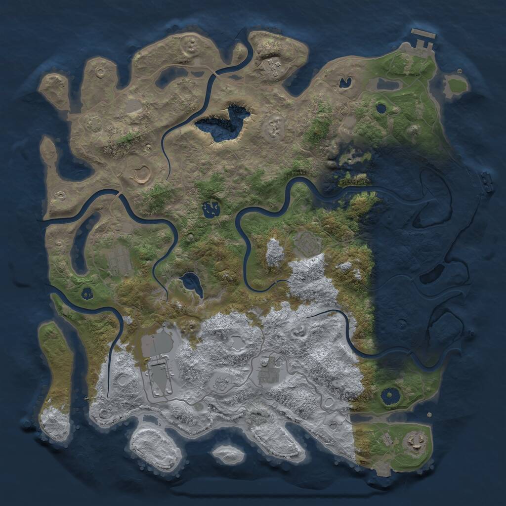 Rust Map: Procedural Map, Size: 4200, Seed: 2140305956, 15 Monuments