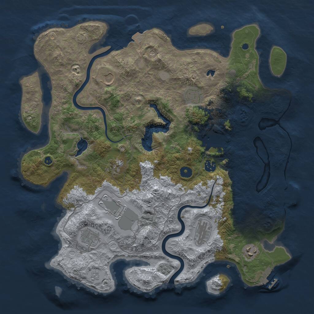 Rust Map: Procedural Map, Size: 4000, Seed: 1631294389, 16 Monuments