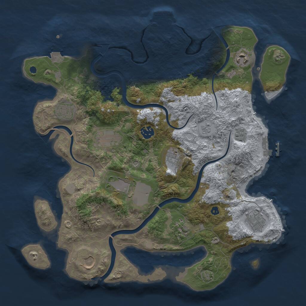 Rust Map: Procedural Map, Size: 3600, Seed: 146620, 16 Monuments