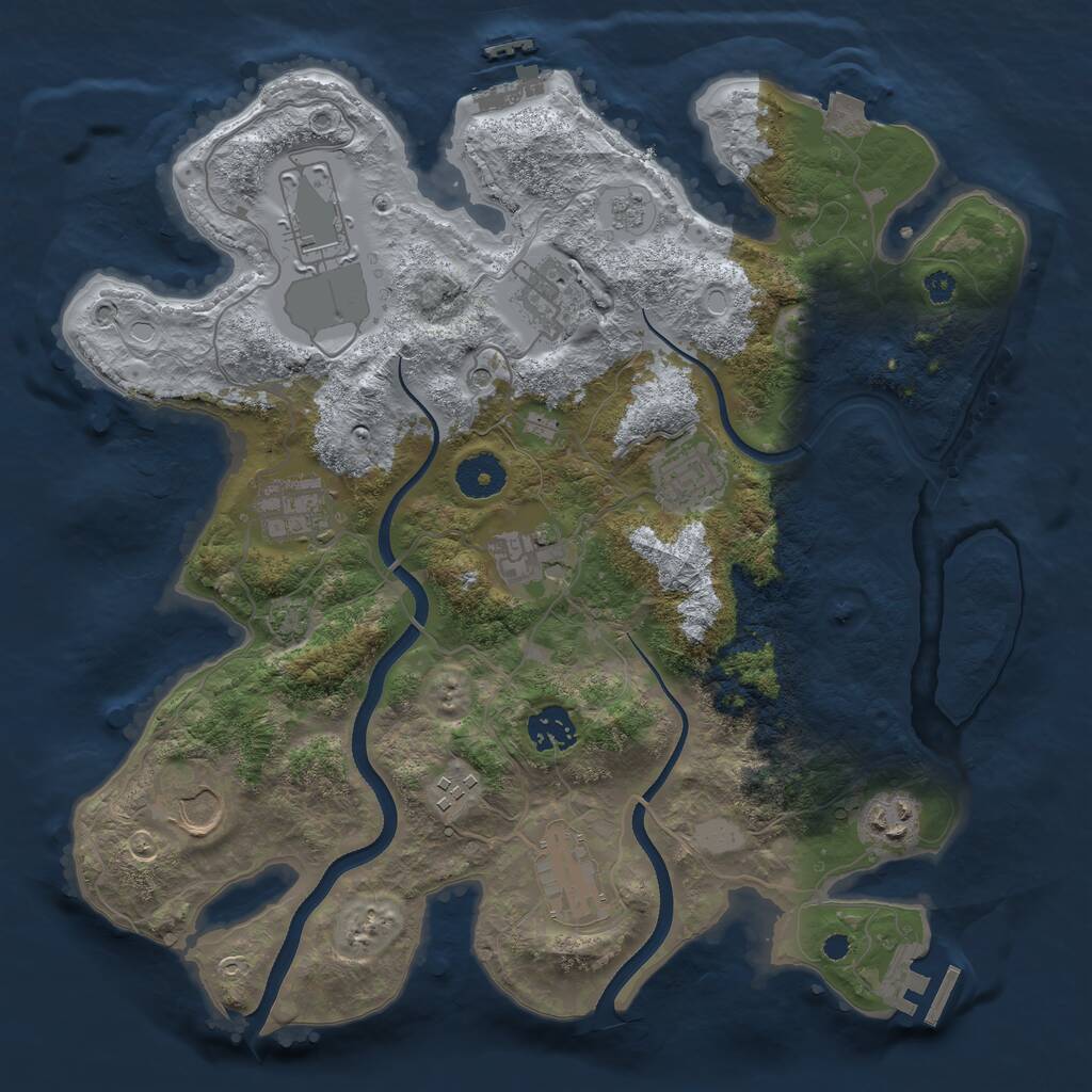 Rust Map: Procedural Map, Size: 3500, Seed: 324129219, 16 Monuments