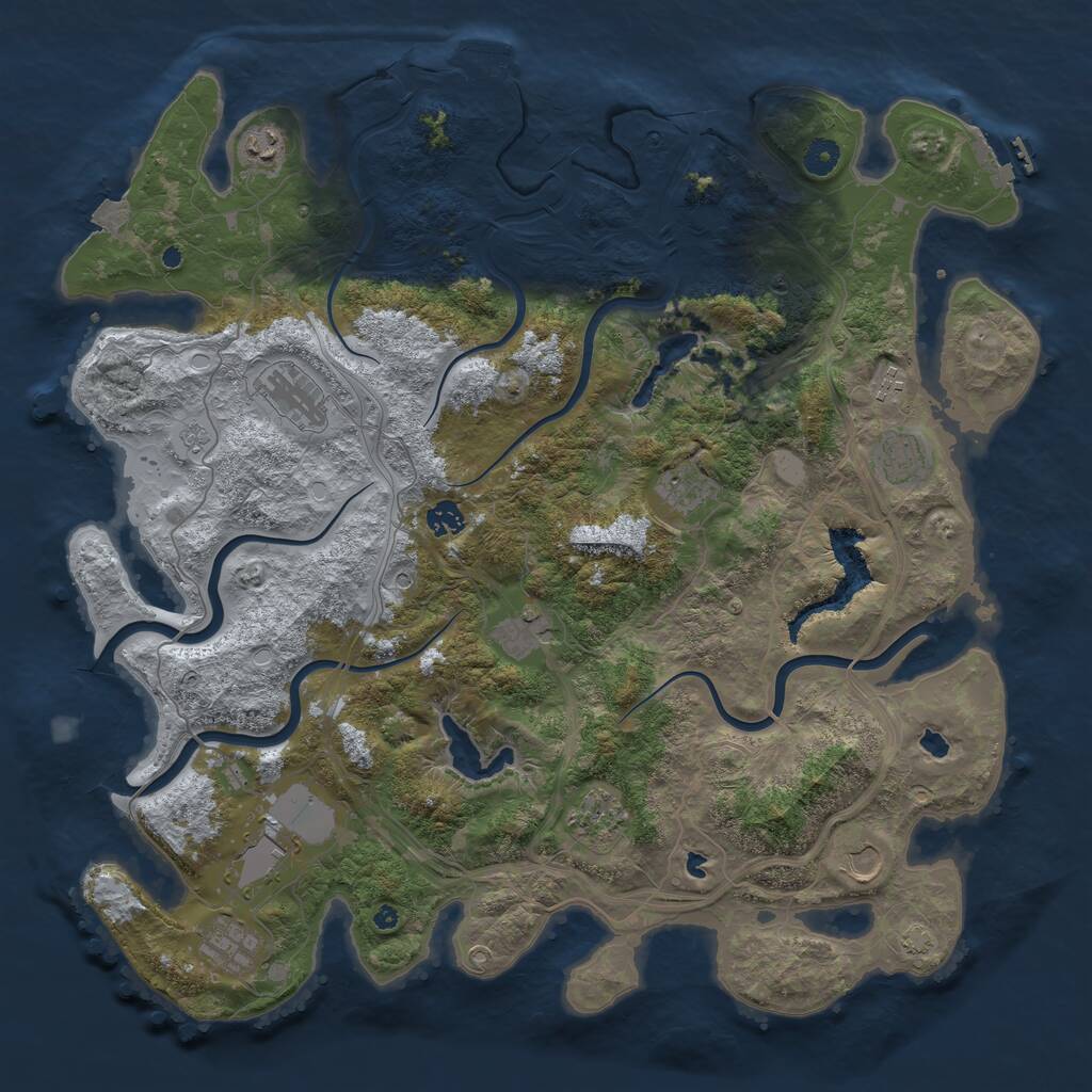 Rust Map: Procedural Map, Size: 4500, Seed: 280603918, 17 Monuments