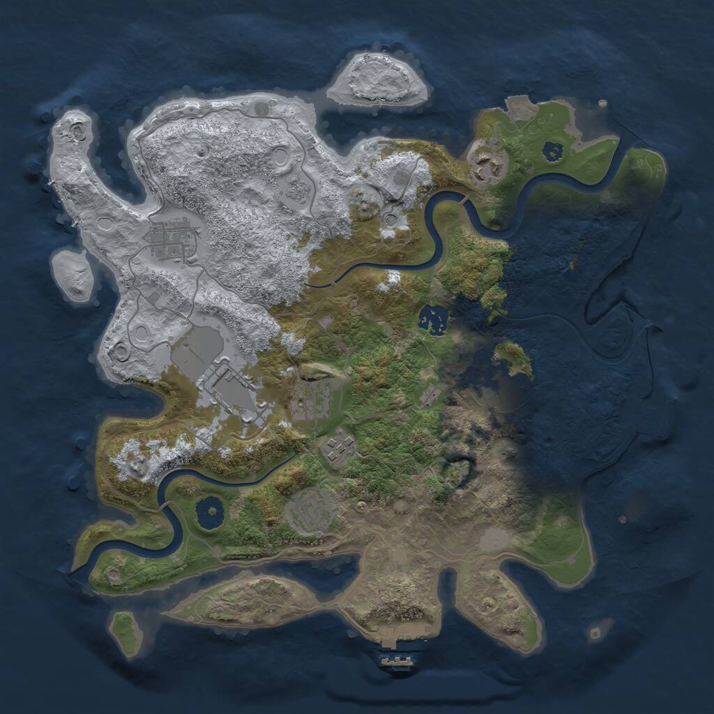 Rust Map: Procedural Map, Size: 3500, Seed: 278761560, 14 Monuments