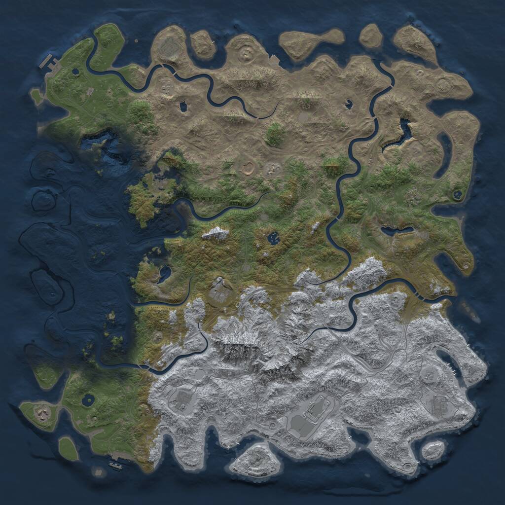 Rust Map: Procedural Map, Size: 6000, Seed: 1135103937, 17 Monuments