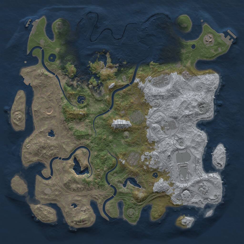 Rust Map: Procedural Map, Size: 4500, Seed: 1287158807, 17 Monuments