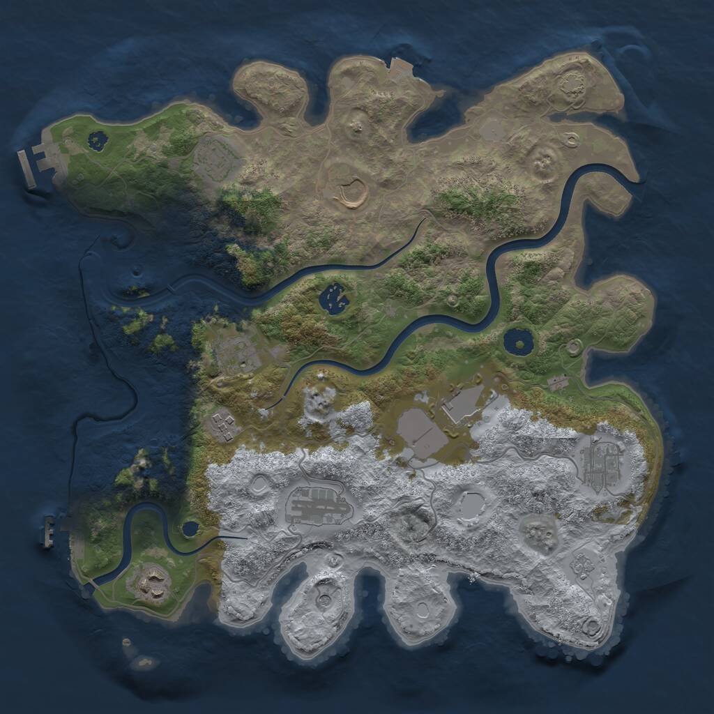 Rust Map: Procedural Map, Size: 3650, Seed: 79015243, 15 Monuments