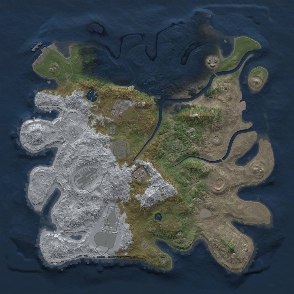 Rust Map: Procedural Map, Size: 3750, Seed: 10101, 14 Monuments