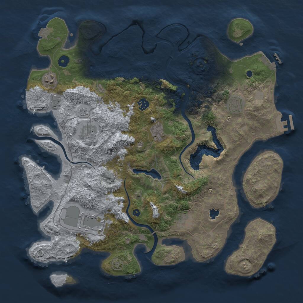 Rust Map: Procedural Map, Size: 4000, Seed: 77284, 14 Monuments