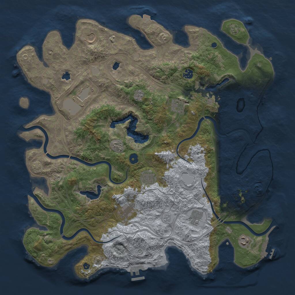 Rust Map: Procedural Map, Size: 4500, Seed: 2133162539, 15 Monuments