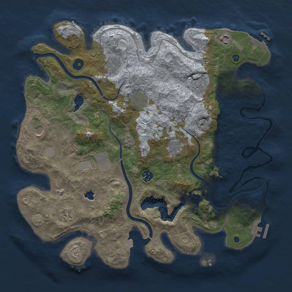 Rust Map: Procedural Map, Size: 4000, Seed: 1131461598, 16 Monuments