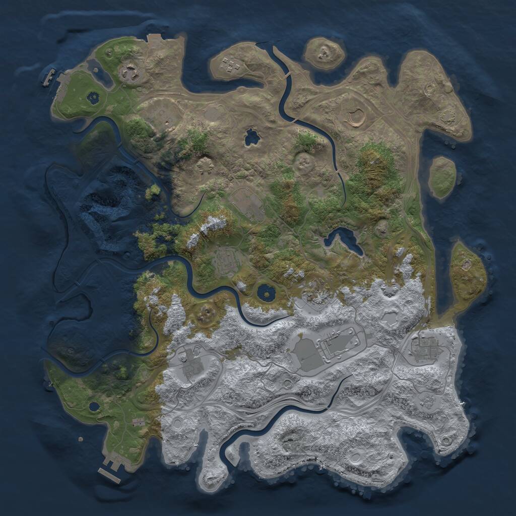 Rust Map: Procedural Map, Size: 4250, Seed: 86151445, 16 Monuments