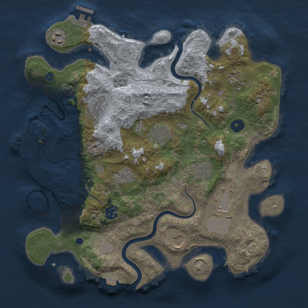 Rust Map: Procedural Map, Size: 3500, Seed: 1420701279, 16 Monuments