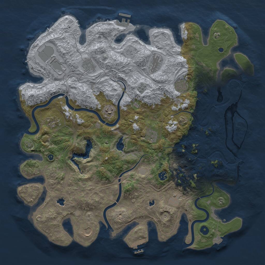 Rust Map: Procedural Map, Size: 4500, Seed: 1718266045, 17 Monuments