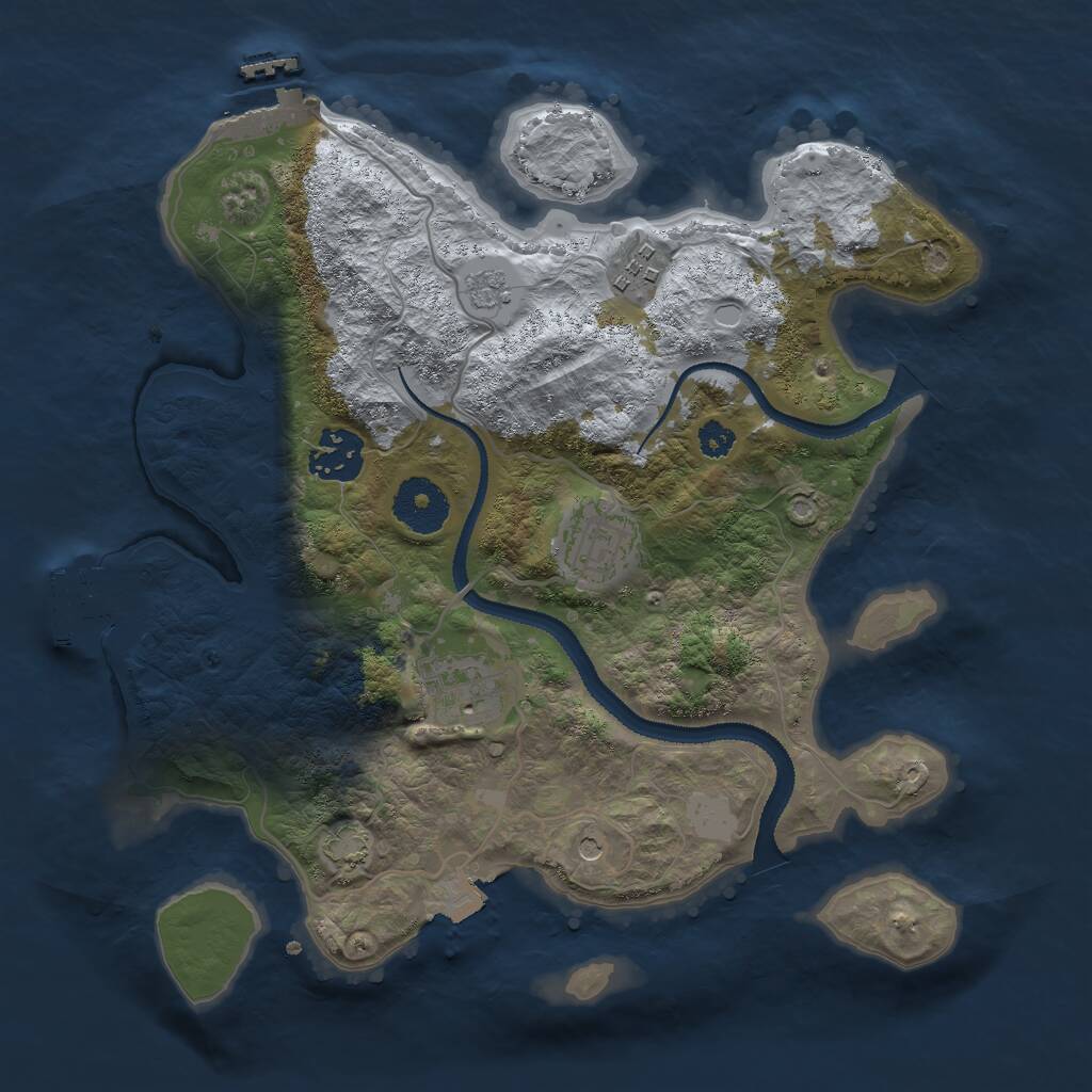 Rust Map: Procedural Map, Size: 3000, Seed: 2104033560, 10 Monuments