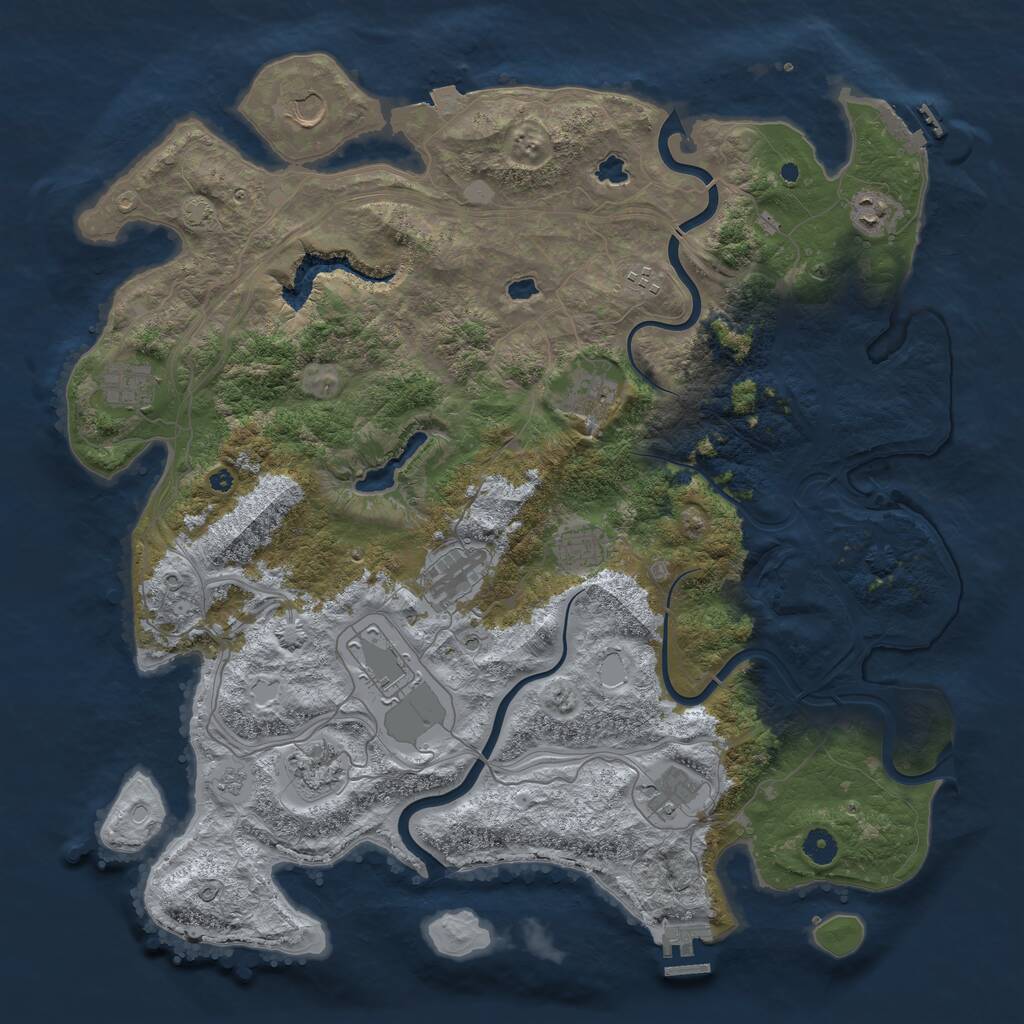 Rust Map: Procedural Map, Size: 4500, Seed: 962846350, 16 Monuments