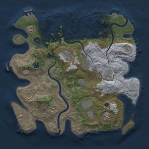Thumbnail Rust Map: Procedural Map, Size: 3750, Seed: 1284142290, 15 Monuments
