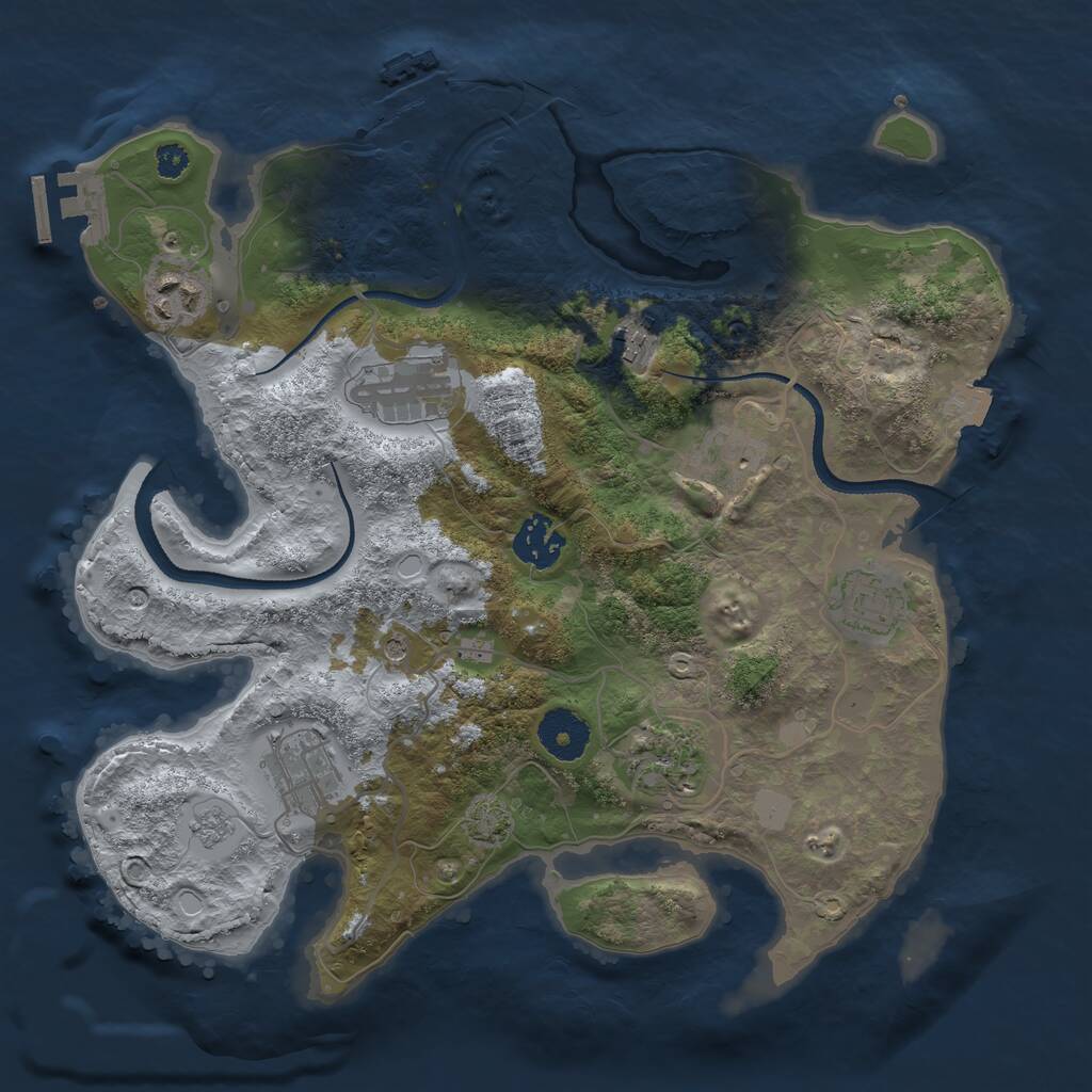 Rust Map: Procedural Map, Size: 3250, Seed: 2007735088, 14 Monuments