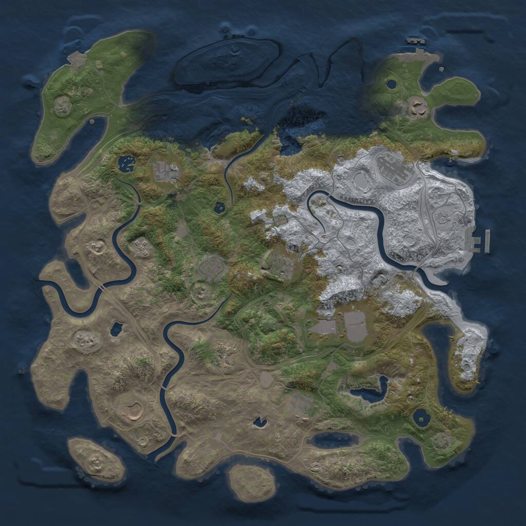 Rust Map: Procedural Map, Size: 4500, Seed: 2117007945, 17 Monuments