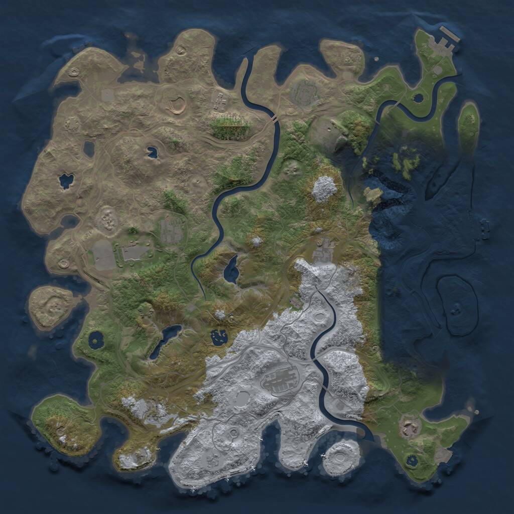 Rust Map: Procedural Map, Size: 4500, Seed: 1156138552, 17 Monuments