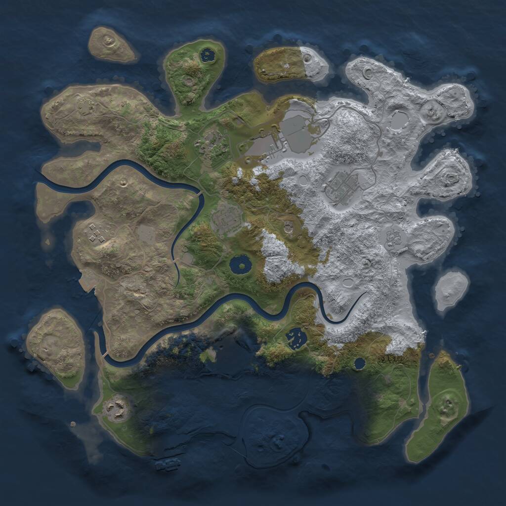 Rust Map: Procedural Map, Size: 3650, Seed: 869861158, 13 Monuments
