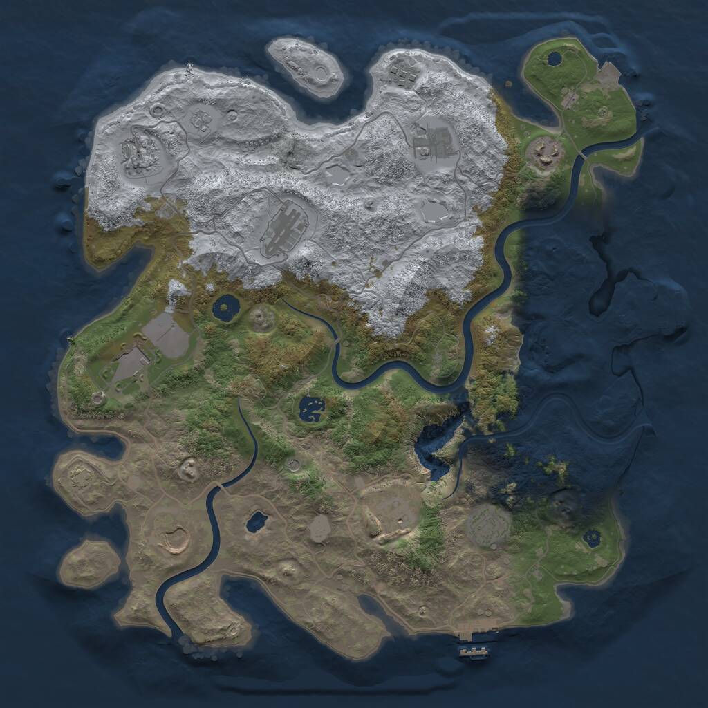 Rust Map: Procedural Map, Size: 4000, Seed: 222725452, 16 Monuments